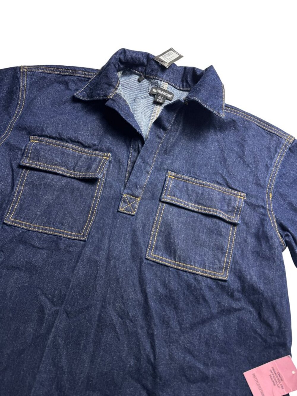 PrettyLittleThing Denim Pocket Detail Shirt Women's US 0 Indigo Overshirt N